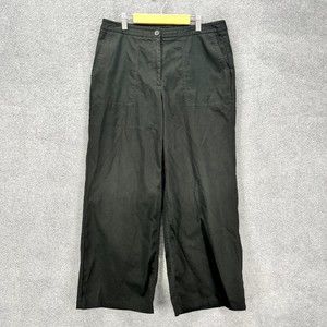 Ann Taylor Cotton Pants Womens Size 10 Black wide leg big pockets mid rise